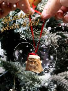 1pc Pet Pendant Christmas Decoration Pendant Customization Pendant Customization Party Accessories Cat Claw Print Pet Decoration Heart Shaped Acrylic Decoration Suitable For Holiday Decoration, Pet Commemorative Decoration, Gifts For Family, Gifts For Best Friends, Party Commemorative Gifts, Gifts For Him/Her