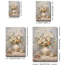 Set di 1 stampa su tela di un quadro botanico di fiori primaverili vintage senza cornice, in stile rustico, floreale malinconico, decorazione in stile di fattoria, dipinto vintage per camera da letto, dormitorio, appartamento, soggiorno, decorazione per casa moderna minimalista