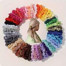 6/12/20/30pcs Elegant Solid Satin-Like Hair Scrunchies, For Women, Hair Tools, Beauty Accessories, Curly, For Women, Fall, Travel, Hair Tools, Accessories Women, Hair Stuff, Curly Hair, Scrunchies, Scrunchie, Scrunchies Hair, Curly, Gifts, Travel, Gifts For Women, Hair Stuff, Stocking Stuffers, Stocking Fillers, Stocking Stuffers For Women, Stocking Fillers Women Hair Ties Ponytail Holder - Multicolor - View 2