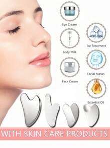 Zestaw 1/2/4/8 szt./narzędzi Gua Sha do twarzy, narzędzia kosmetyczne Gua Sha do twarzy ze stali nierdzewnej 304, poprawiają krążenie i ujędrniają skórę, masażer do twarzy, oczu, nóg, narzędzia do masażu, uroda, produkty do pielęgnacji skóry, spa, pielęgnacja, narzędzia do pielęgnacji skóry, pielęgnacja twarzy, akcesoria dla kosmetologów, masaż, narzędzie do masażu twarzy, wałek do masażu twarzy