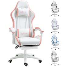 Vinsetto Computer Gaming Chair, PU Leather Desk Chair With Footrest, Swivel Task Chair With 135° Reclining Back And Lumbar Support, PC Chair For Adults - Pink - View 2