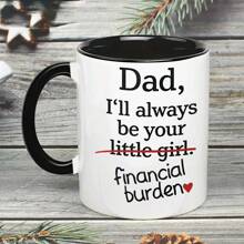 1 pieza Taza cerámica negra y blanca con gráfico de texto de 360ml, taza de café redonda, unisex, para viajes o campamentos, regalo personalizado para cumpleaños y vuelta al colegio