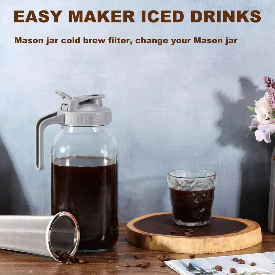 Cold Brew Coffee Filter For 32 OZ Wide Mouth Mason Jar, 304 Stainless