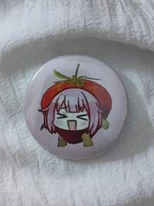 1pc 4.4cm/1.73inch Strawberry Girl Pattern Pin Badge, Button Brooch, Suitable For Attaching On Clothing, Bags, Backpacks, As A Fun Gift To Friends And Family