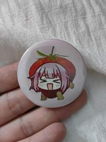 1pc 4.4cm/1.73inch Strawberry Girl Pattern Pin Badge, Button Brooch, Suitable For Attaching On Clothing, Bags, Backpacks, As A Fun Gift To Friends And Family