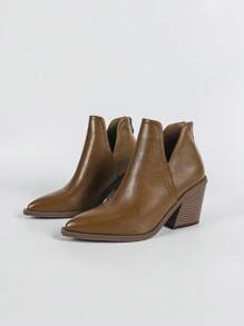 Botas cortas francesas de mujer, modelo 2024. Botas de estilo británico para otoño/invierno, nuevas botas de tobillo con tacón grueso, punta puntiaguda y cremallera trasera