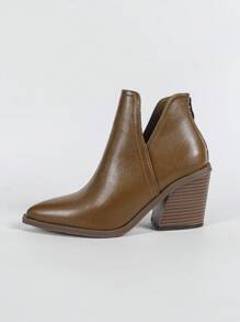 Botas cortas francesas de mujer, modelo 2024. Botas de estilo británico para otoño/invierno, nuevas botas de tobillo con tacón grueso, punta puntiaguda y cremallera trasera