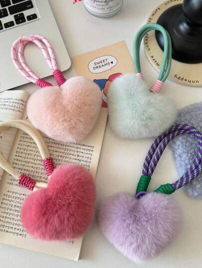 1 قطعة قلب متعدد الألوان على شكل قلب ، سلسلة مفاتيح قلب من الحشو الناعم والأحبار المقلدة ، إكسسوارات حقيبة ،هدايا عيد الحب ،إكسسوارات زينة للنساء