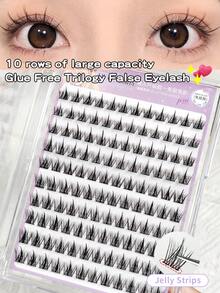 120 cái/bộ 10-12mm Độ dày 0,07mm Lông mi giả hình chữ C trông tự nhiên, Bộ lông mi 3 trong 1 dễ dàng dành cho phụ nữ, Lông mi chùm dạng loe tự dính không cần keo - C - Xem 1