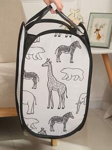 1 pièce Panier à linge sale pliable de bande dessinée, panier à linge à 3 côtés en maille, panier de rangement de salle de bain à la maison, panier de rangement de jouets pour enfants pour les vêtements, pantalons, chaussures, jeans, bottes, jupes - Multicolore - Voir 3