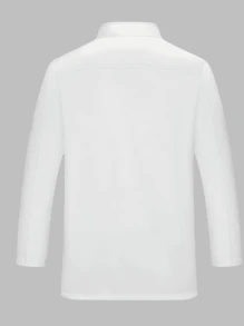 新款美食大师刺绣厨师服男女通用长袖，秋冬，适合酒店、西餐厅、面包店和咖啡厅。易洗易干，不起球，不缩水，舒适耐用，触感柔滑。定制纽扣，圆润纹理，肩部笔袋设计，方便工作，时尚立领，易于穿脱，3D刺绣，时尚美观。 - 白色 - 查看 7