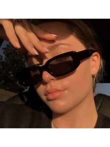 Kit 2 Black Rectangular Sunglasses + Cat Eye Retro Vintage Women's Men's - Mèo Trắng+Đen RETRO - Xem 2