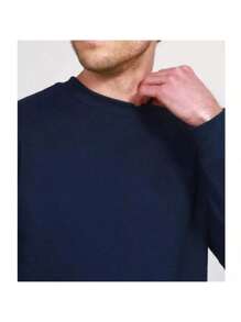 Unisex Round Neck Sweatshirt Hoodie Crew Neck Various Colors - Màu xanh hải quân - Xem 2