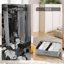 1 件储物盒用于架子织物衣柜整理箱带手柄梯形容器箱用于衣服玩具毛巾书 - 淺灰色 - 查看 4