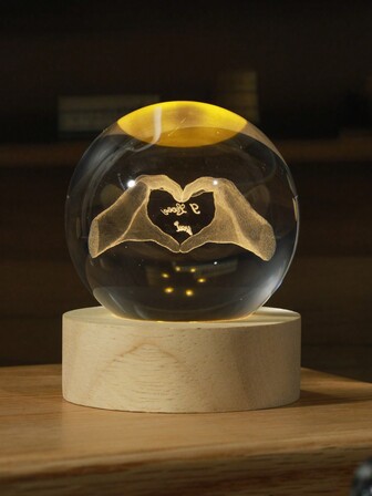 1pc Unisex Khaki Base Glass Crystal Ball Desktop Night Light, Starry Sky Glass Ball Decor Ornament, Gift For Couples On Valentine's Day Birthday Gifts Graduation