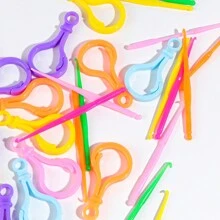 5/10pcs Plastic Colorful Small Crochet Hooks, Rainbow Rubber Band Weaving Accessories, Crochet Bracelet Weaving Hooks, Holiday & Daily DIY Craft Tools