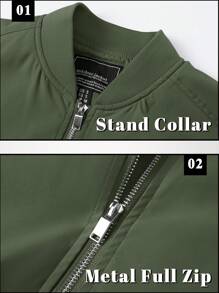 KEFITEVD Men's Thin Bomber Jacket Full-Zip Spring Fall Casual Sportswear Lightweight Coat Baseball Golf Outdoor Sports Waterproof Coat - Army Green - View 6