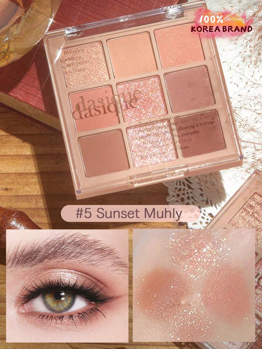 Dasique Eyeshadow Palette #05 Sunset Muhly, Eyeshadow Palette, Vegan, Korean Makeup, Cruelty-Free, 9 Blendable Shades In Matte & Shimmer Finishes, Comes With Elegant Korean Cosmetics Gift