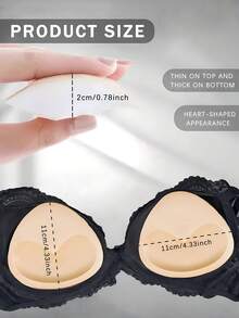 4 件套女士厚款提升小胸隐形自粘泡沫胸罩衬垫，适合泳衣、比基尼和日常内衣 - 杏色 - 查看 9