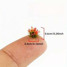 104 件/盒树脂迷你人造花簇模型，模拟静态小花植物景观套件，带人造草、苔藓和 DIY 功能，适用于火车场景、铁路、万圣节和圣诞节 - 彩色 - 查看 7