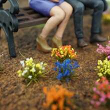104 件/盒树脂迷你人造花簇模型，模拟静态小花植物景观套件，带人造草、苔藓和 DIY 功能，适用于火车场景、铁路、万圣节和圣诞节 - 彩色 - 查看 4