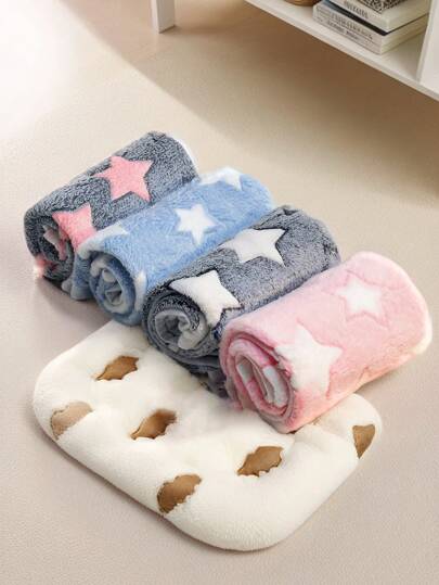 Pet Blanket For Small And Medium Sized Dogs. Various Small Animals, Cats. Washable Pet Blanket, Soft Flannel Five-Pointed Star Embroidered Fabric, Thin, Suitable For All Seasons, Dog Bed And Dog Mat