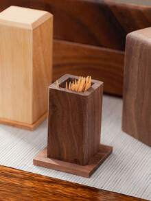 1 szt. Prostokątny drewniany przenośny uchwyt na wykałaczki, bez wykałaczek w zestawie, możliwość personalizacji tekstu i logo, minimalistyczny styl odpowiedni do domu, restauracji, celów dekoracyjnych