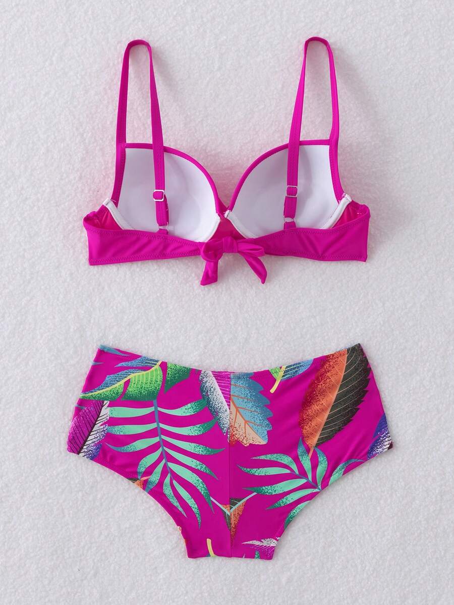 WD VEST Conjunto de Biquíni com Top Liso e Short Estampado XX270