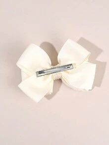 1 件女士米色蝴蝶结纯色罗缎丝带蝴蝶结鳄鱼夹配珍珠优雅蝴蝶结发夹可爱珍珠装饰蝴蝶结发夹女孩小辫蝴蝶结发夹女士发饰 - 米色 - 查看 5