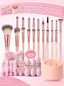 (Pink Rose Gold)18-20-22-25-30PCS  Makeup Brush Sets Premium Synthetic Hair Eyeshadow Blending Brush Sets Cosmetics Tools+24PCS Makeup Tools Set - 粉色 - 查看 10
