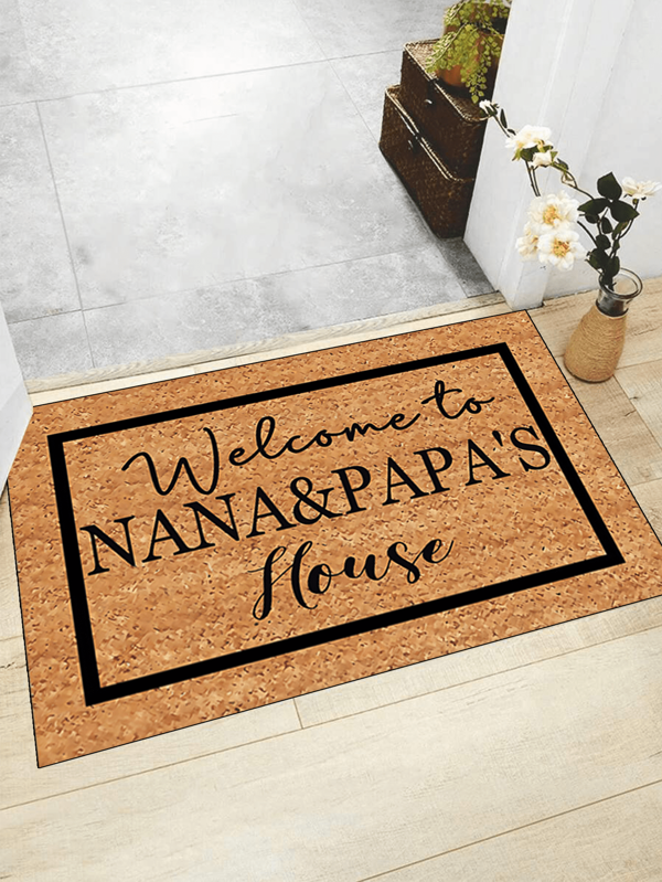 1 peça 'Fundo marrom, girassol na metade direita, cercado por letras' capacho, tapete interno, tapete, capacho criativo, tapete temático de entrada, decoração para casa, tapete antiderrapante, acessórios para quarto, adereços para fotos, decoração externa, tapete, tapete de área, presente