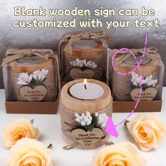 Customizable Text Candle Gift Box Set, Wooden Candle Holder With PVC Gift Box, Wedding/Party Decor, Desktop Decor, Laser Engraved Text Meaningful For Weddings, Parties, Christmas, Birthdays And Other Holidays, Thank You Gift For Wedding Guests,Multi-Functional, Anti-Mold,Ornamental,Exquisite,Stylish,High-Quality,Adorable,Modern,Custom,Unique,Personalized,Ideal Gifts For Him,Ideal Gifts For Her,Her,Boyfriend,Girlfriend,Dad,Mom,Family,Friends,Son,Daughter,Kids,Kitchen,Dining Room,Bedroom,Office,Living Room,Home,Garden,Tea Room,For Anniversaries,For Birthdays,For Housewarming,For Graduation,Festive Calendar