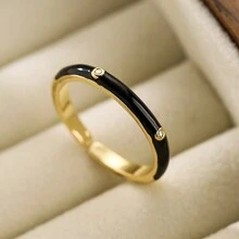 1 chiếc nhẫn hở có thể điều chỉnh bằng đồng nạm kim cương nhỏ giọt dầu, thiết kế thời trang và thanh lịch dành cho phụ nữ - Nhiều màu - Xem 3