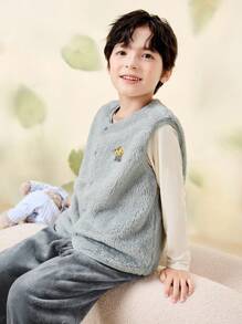 mini bala Unisex Kids' Reversible Fleece Warm Vest, Infant Belly Warmer Fleece Vest - Grey - View 1