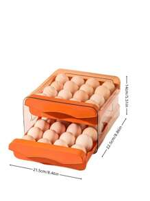 1 pieza Bandeja refrigeradora para huevos de 2 capas de gran capacidad, recipiente de almacenamiento de huevos con cajón de plástico transparente, organizador apilable para huevos que se adapta a la bandeja de huevos del refrigerador de la cocina