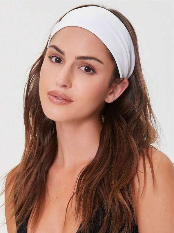 1pc Light Brown Solid Color Sportswear Yoga Sweatband Moisture-Wicking Elastic Headband For Men & Women, Running & Fitness Hair Band