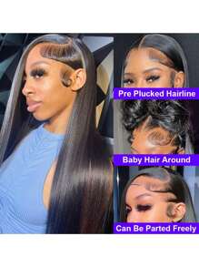 Parrucca dritta in capelli umani senza colla da 36 pollici, parrucca frontale in pizzo per donne, parrucca in pizzo senza colla 13*4 con clip, parrucca frontale in pizzo con radice naturale, facile da usare, colore naturale, densità 180%, lunghezza 8-36 pollici, parrucca frontale in pizzo senza colla con attaccatura dei capelli pre-sfoltita, parrucca frontale in pizzo dritta da 36 pollici in capelli umani, aspetto naturale per uso quotidiano