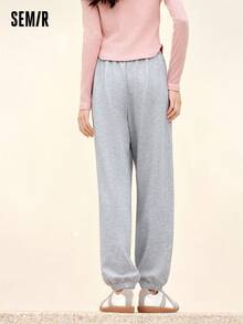SEMIR 女式印花慢跑裤 2024 年秋季修身版型、松紧腰身、时尚潮流风格 - 灰色 - 查看 4