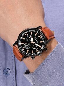 2pcs Men's Fashion Quartz Watches - Alloy Case, Faux Leather Strap, Not Waterproof - Black - View 2