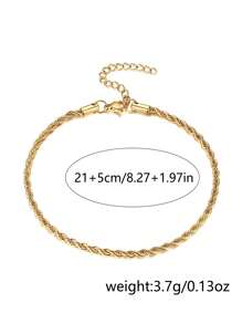 Nooxian 1pc Women Stainless Steel Gold Braided Chain Anklet, Versatile Layered Accessory