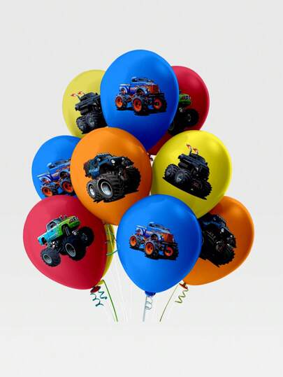 10/20 قطعة من بالونات حفل شاحنات الوحش مقاس 12 بوصة ،سباقات السيارات موضوع عيد ميلاد، مستلزمات الحفلة، ديكور المنزل لجميع الأعمار
