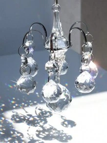 1 pieza Decoración colgante de cristal y cuentas en forma de lámpara de araña, creador de arcoíris de prisma, adecuado para el hogar, jardín, automóvil, aniversario, regalo de fiesta