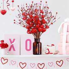 2 piezas Tallo de fresa roja artificial (45cm/17.7pulgadas) Ramas de rber con forma de corazón realistas para el Día de San Valentín, aniversario, boda, decoración del hogar, regalo (Red, rosa, blanco), Día del Padre, Regalo - Multicolor - Ver 1