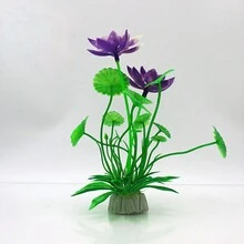 3 cái/Mới Bể cá mô phỏng hoa sen và lá sen trang trí cảnh quan, Cây mô phỏng cảnh quan nước hồ cá, Cây thủy sinh mô phỏng cá ẩn núp/chơi đùa/sinh sản - Nhiều màu - Xem 3