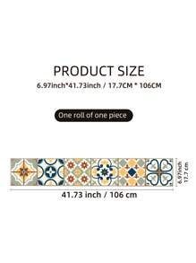 1 Roll Of 1 Pc Bohemian Style Pattern Home Decor Staircase Stickers, Thickened Waterproof Wear-Resistant Peel And Stick Removable, Can Be Used For Staircase Decor, Living Room Bedroom Decor,Counter Flooring Home Remodeling Renovation Beautification Stickers 41.73x6.97inch