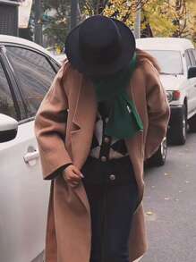 1pc Women Black Flat Top Hat Solid Color Jazz Hat Elegant British Style Round Formal Hat For Performance & Everyday Use