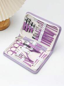 专业不锈钢指甲刀套装，配有耳垢清除工具和指甲锉 - 耐用便携的修脚和修指甲工具，适用于手指甲和脚趾甲