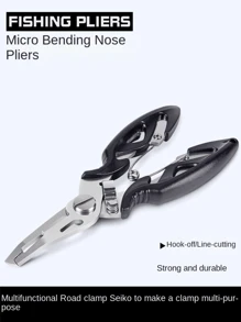1 件不锈钢弯嘴钓鱼钳，多功能诱饵钳，钓鱼剪刀和鱼控制装置，强力马鱼线切割和绑钩钳