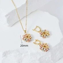 dazzdelic Set de 2 piezas: Collar y aretes tejidos a mano con cuentas geométricas de 3 colores, elaborado artesanalmente en Italia, para uso diario de las mujeres