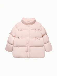 mini bala Girls' Sweet Puff Down Jacket Lightweight Warm Winter New Collection - Pink - View 4